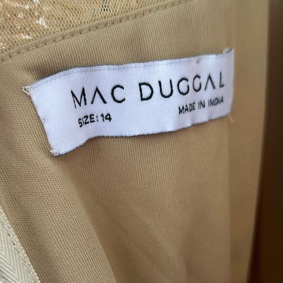 Mac Duggal EMBELLISHED ILLUSION HIGH NECK LONG SLEEVE DRESS 5572 Size 14 Latte - Picture 5 of 10